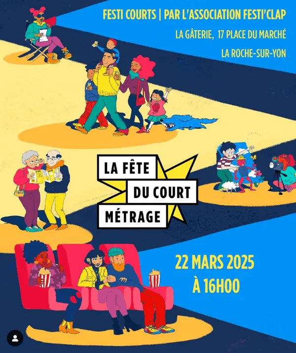 Affiche principale de l'événement : FESTI COURTS – Fête du court métrage, en partenariat avec Festi'Clap